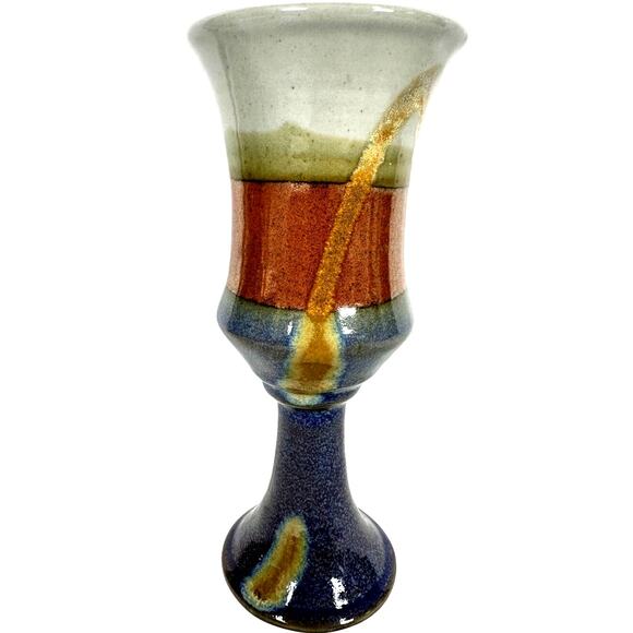 Studio Art Pottery Vintage 7.5" Wine Goblet-Excellent Mint Condition-Stunning! - Picture 1 of 6